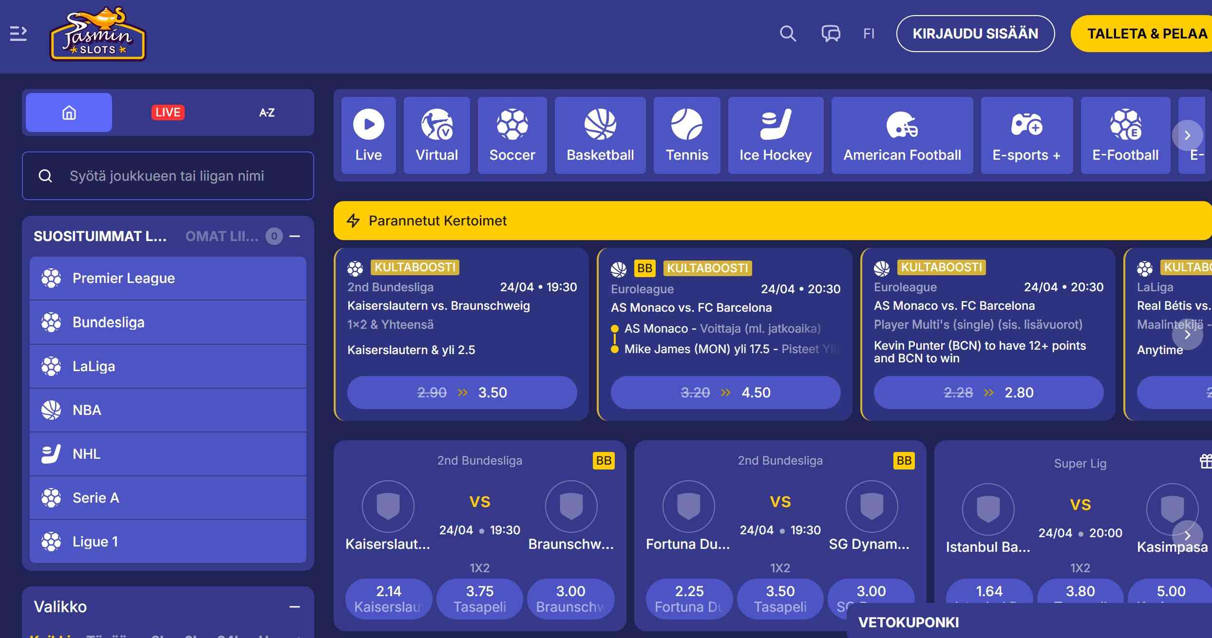 JasminSlots vedonlyönti