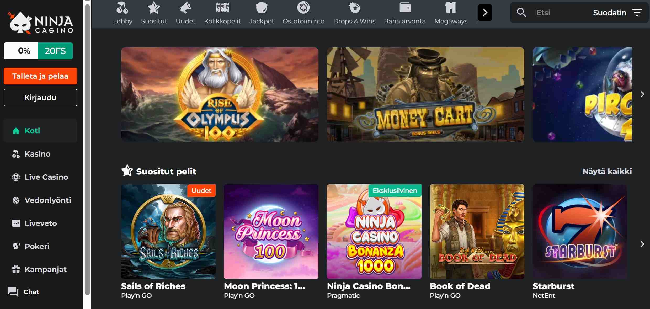 Ninja Casino pelit