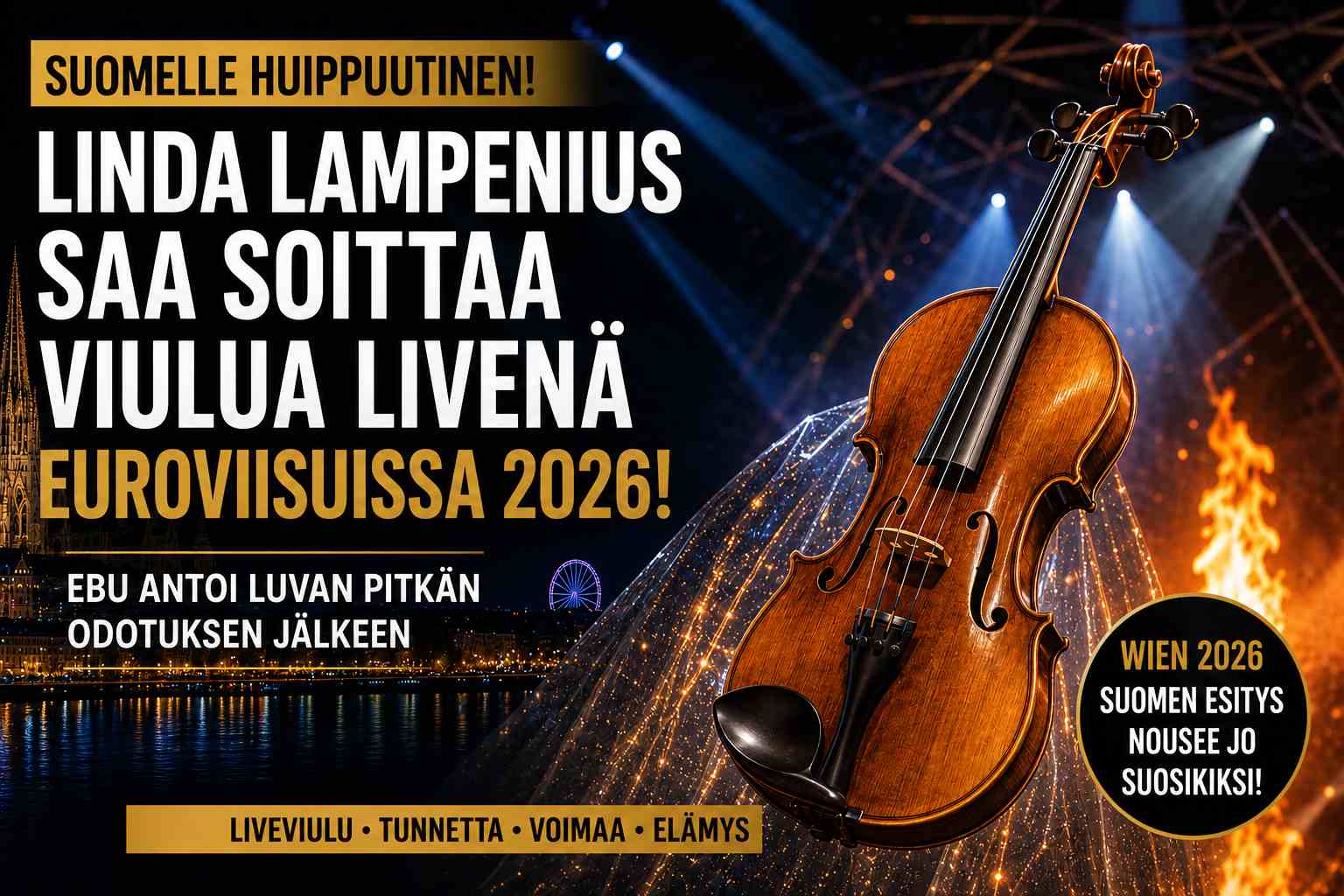 Linda saa soitta viulua livenä